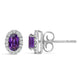 10K White Gold 5x3 MM Oval Purple Amethyst and Diamond Halo Stud Earrings (I-J Color, I1-I2 Clarity)