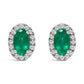 10K White Gold 5x3 MM Oval Purple Amethyst and Diamond Halo Stud Earrings (I-J Color, I1-I2 Clarity)