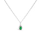 10K White Gold 5x3mm Green Emerald and Diamond Accent Halo Oval Shape 18" Pendant Necklace (I-J Color, I1-I2 Clarity)