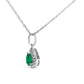 10K व्हाइट गोल्ड 5x3mm ग्रीन एमराल्ड और डायमंड एक्सेंट हैलो पीयर शेप 18" पेंडेंट नेकलेस (I-J कलर, I1-I2 क्लैरिटी)