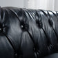 84.65" Black PU Rolled Arm Chesterfield Three Seater Sofa