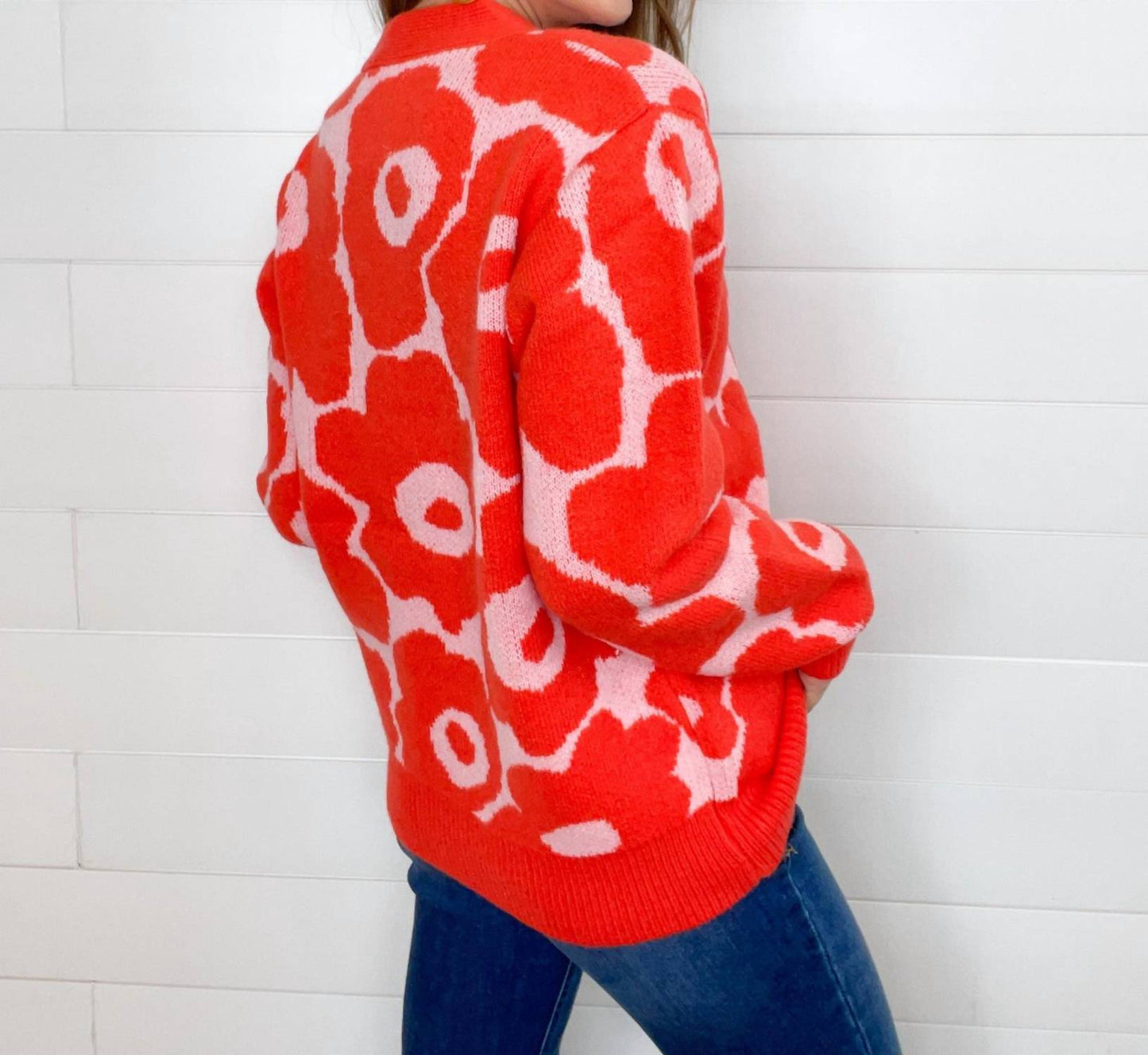 &Merci - Floral Knit Sweater Cardigan
