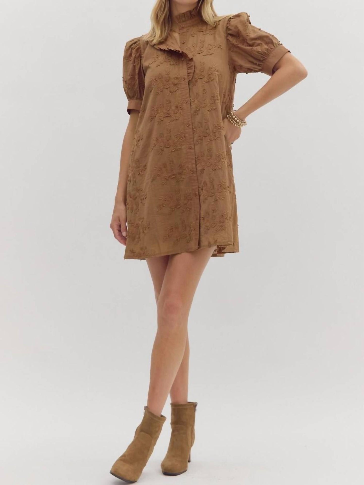 Entro - Graceful Blooms Embroidered Dress
