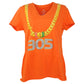 NCAA Miami Hurricanes Womens Short Sleeve Orange Chain 305 Tshirt Tee