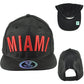 Top Level Miami City Florida Black Red Flat Bill Leather Men Adjustable Hat Cap