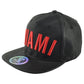 Top Level Miami City Florida Black Red Flat Bill Leather Men Adjustable Hat Cap