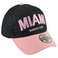 Ace Cap Miami Magic City Florida State Black Pink Curved Bill Adjustable Hat Cap