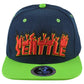 Top Level Seattle City Washington State Adults Fire Flames Snapback Hat Cap