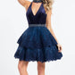 Rachel Allan - Velvet Lace Short Prom Dress