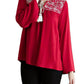 Entro - Embroidered Tassel Tie Top