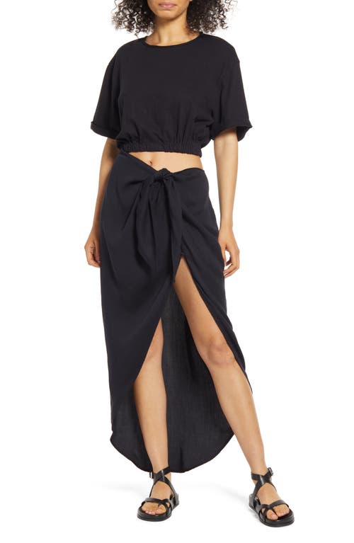 free-people-rae-waist-cutout-asymmetric-dress-in-black-size-small