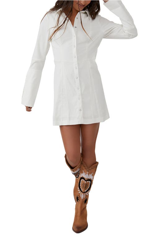 Free People Thea Long Sleeve Shirtdress - Ivory