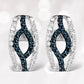 0.42 Carat Genuine Blue Diamond & White Diamond .925 Sterling Silver Earrings