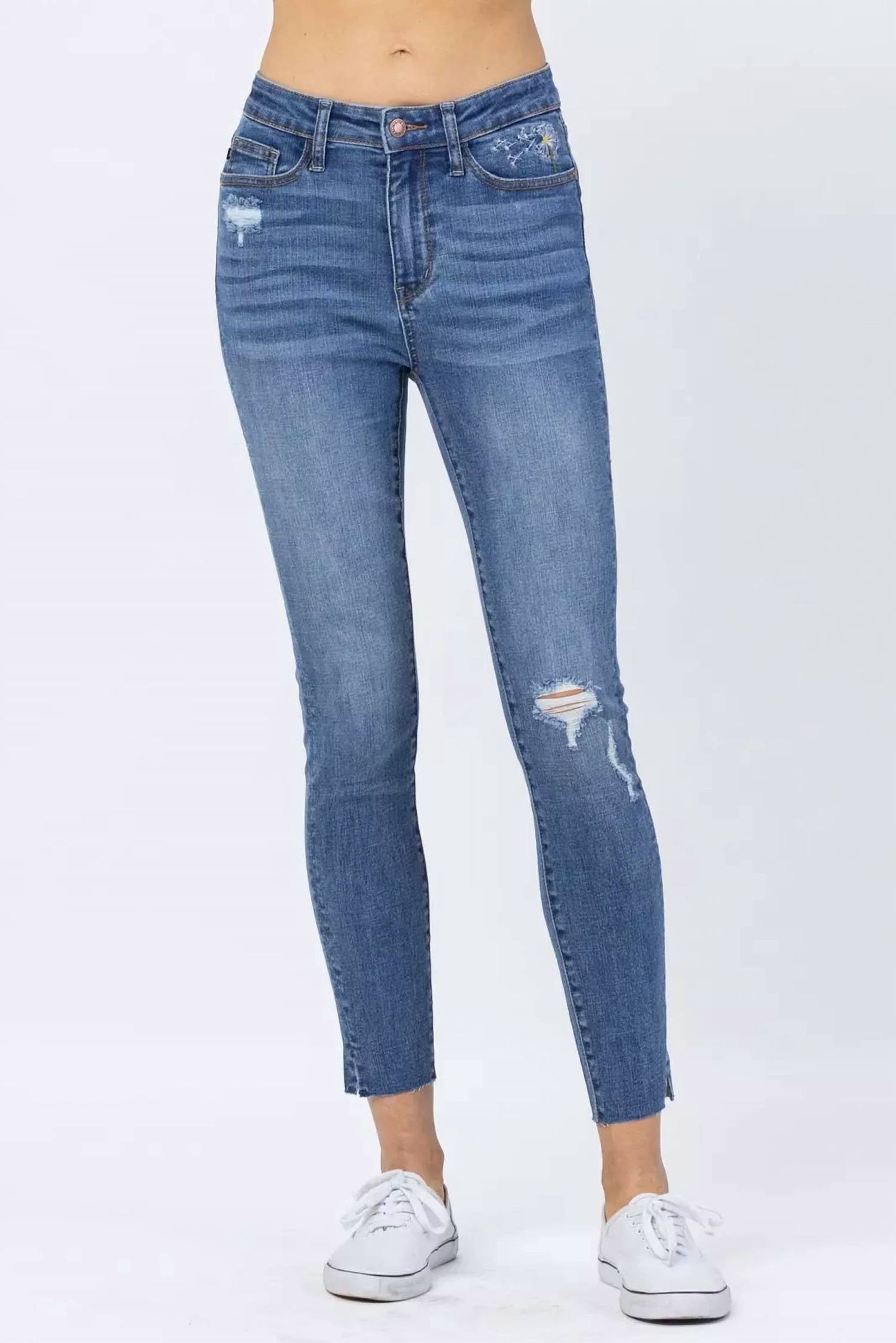 Judy Blue - Hi-waisted Dandelion Embroidery Skinny Jeans