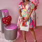 A.Peach - Floral Belted Tiered Mini Dress