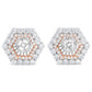 14K Rose and White Gold 1 7/8 Cttw Round Diamond Double Halo Earring Jacket for 6mm Round Studs (G-H Color, VS2-SI1 Clarity)