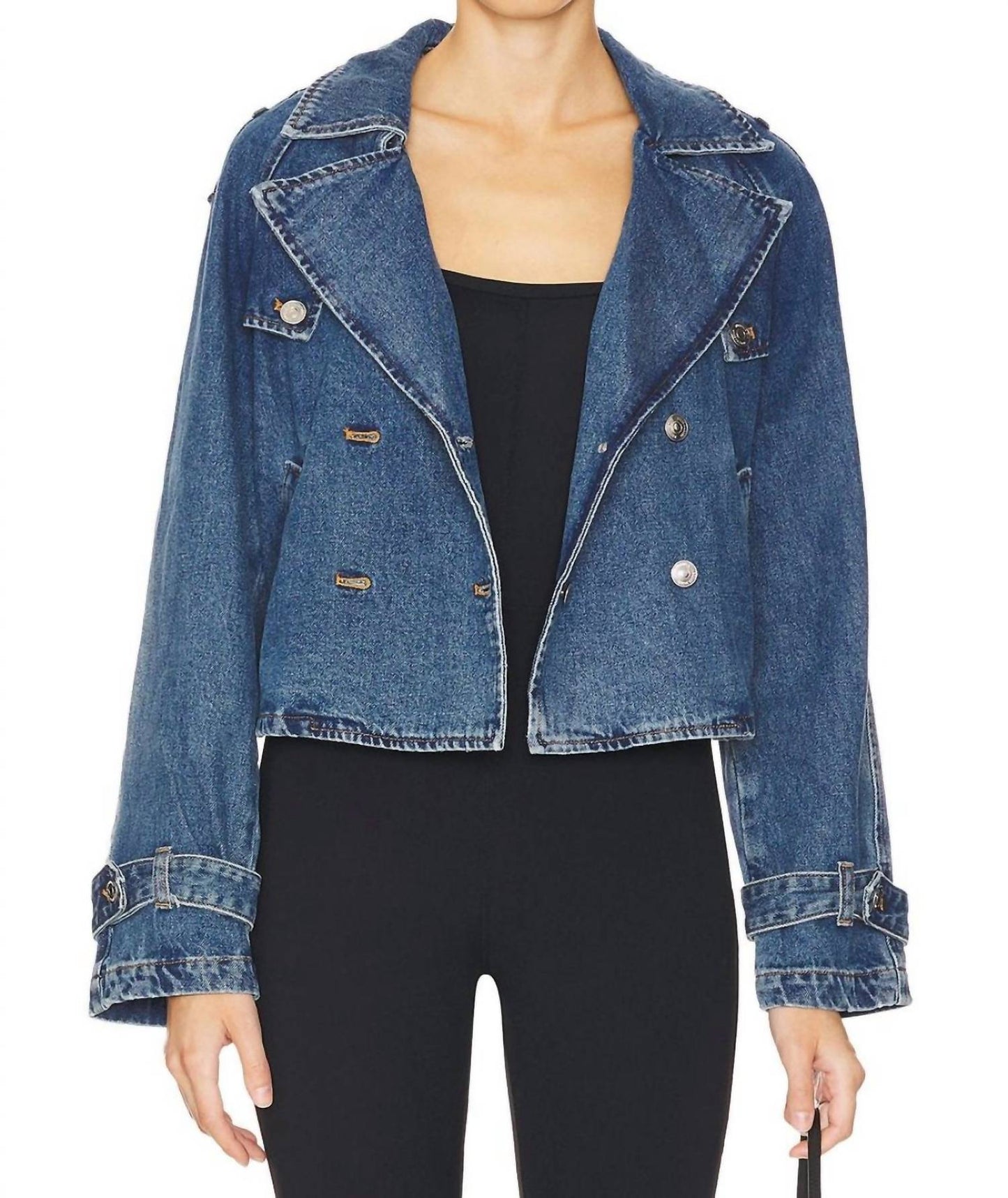 Steve Madden - Cropped Denim Trench Coat