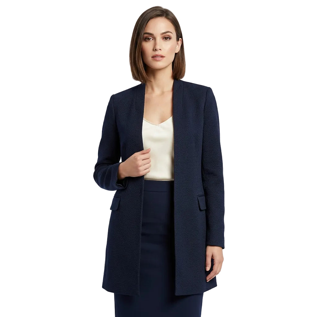 Calvin Klein Women s Textured Topper Jacket (2  Navy)