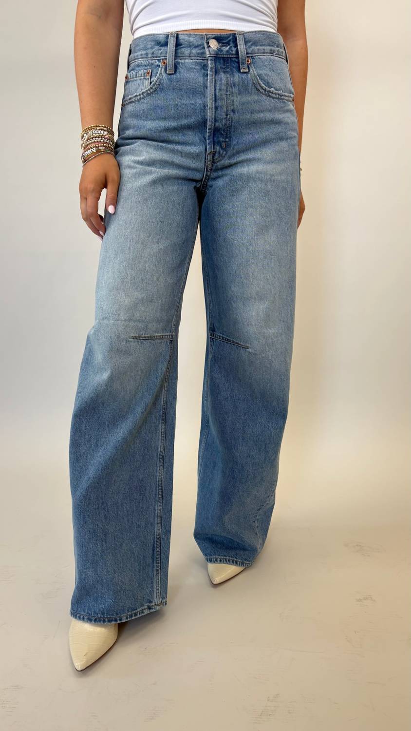 Pistola - Sydney High Rise Bowed Wide Jeans