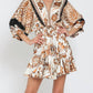 Aakaa - Dolman Sleeve Border Print Dress