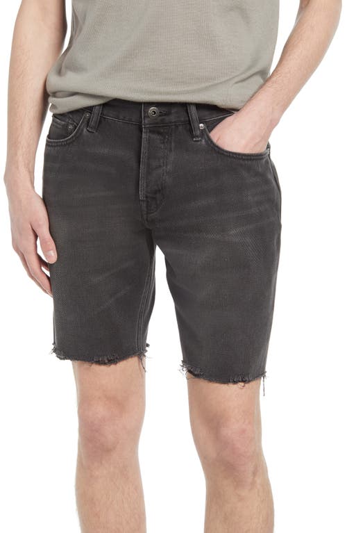 AllSaints Switch Raw Hem Denim Shorts in Washed Black, Size 36