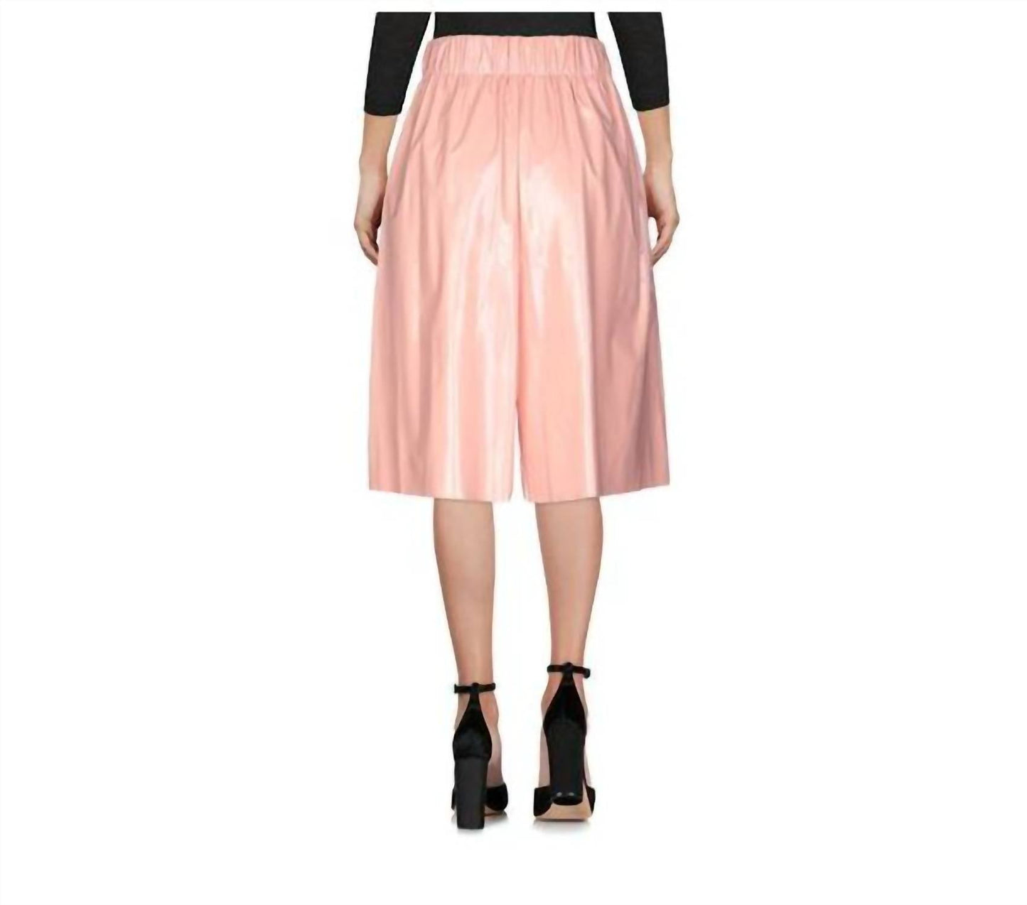 M Missoni - Faux Leather Vynil Cropped Wide Leg Shorts