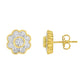 14K Yellow Gold Plated .925 Sterling Silver 1/6 Cttw Miracle-Plate Set Diamond Floral Stud Earrings (I-J Color, I2-I3 Clarity)