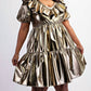 The Curve La - Plus Size Faux Leather Tiered Puff Sleeve Short Dress