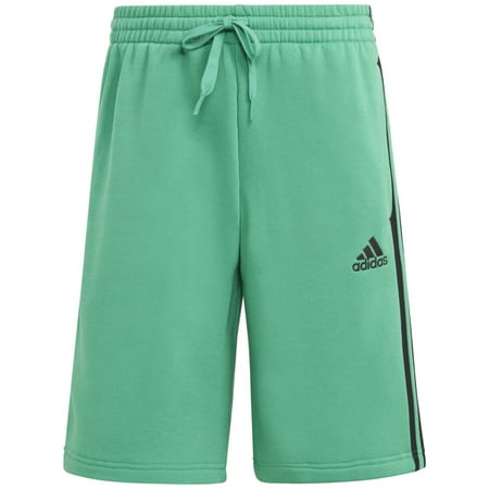 adidas-mens-3-stripes-fleece-shorts-green-small