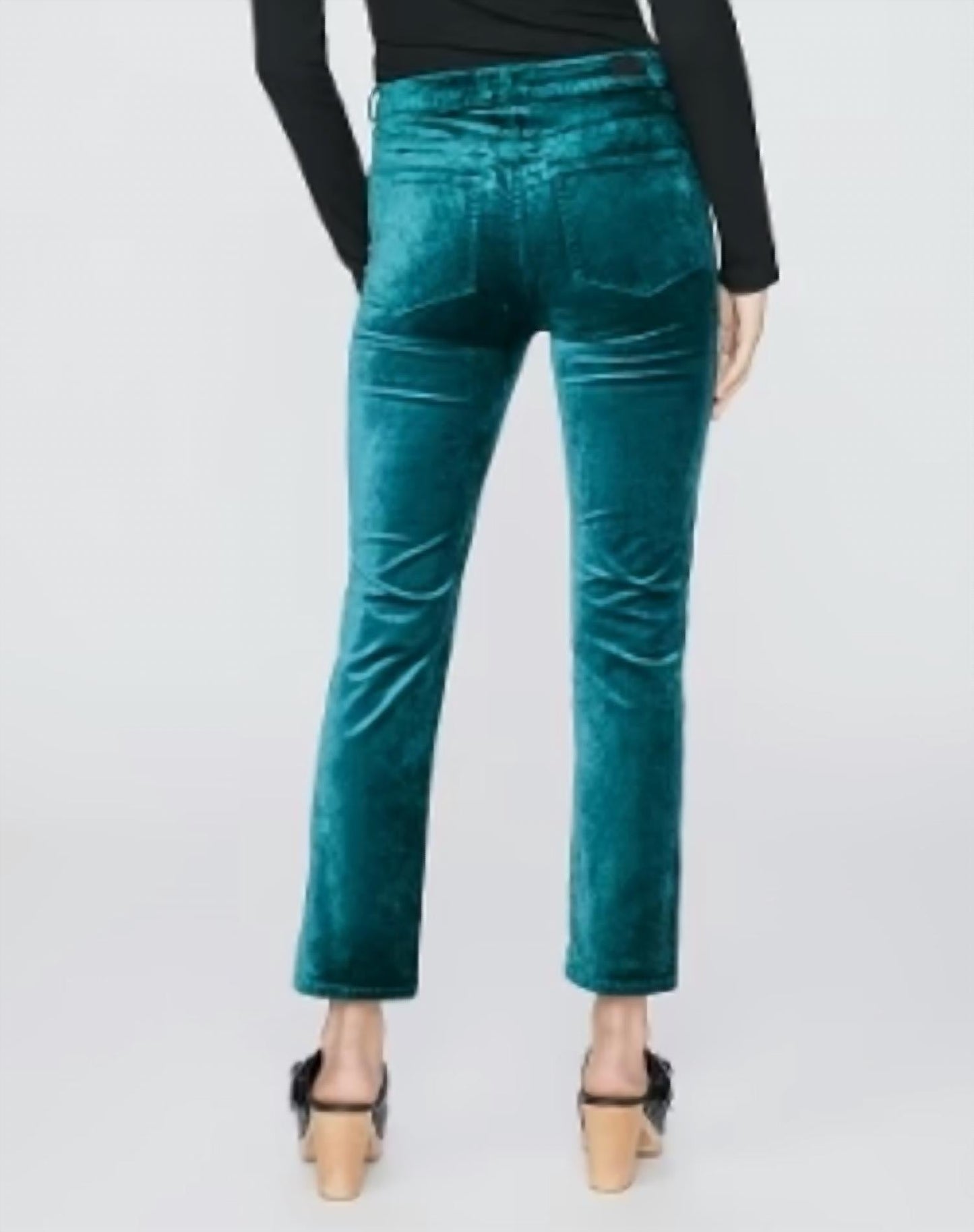 Paige - Cindy - Midnight Cyan Velvet Straight Leg Pants