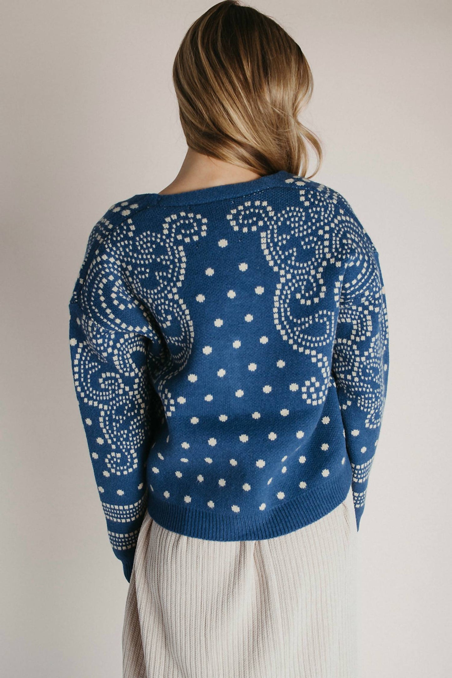 &Merci - Damask Dot V-neck Cardigan