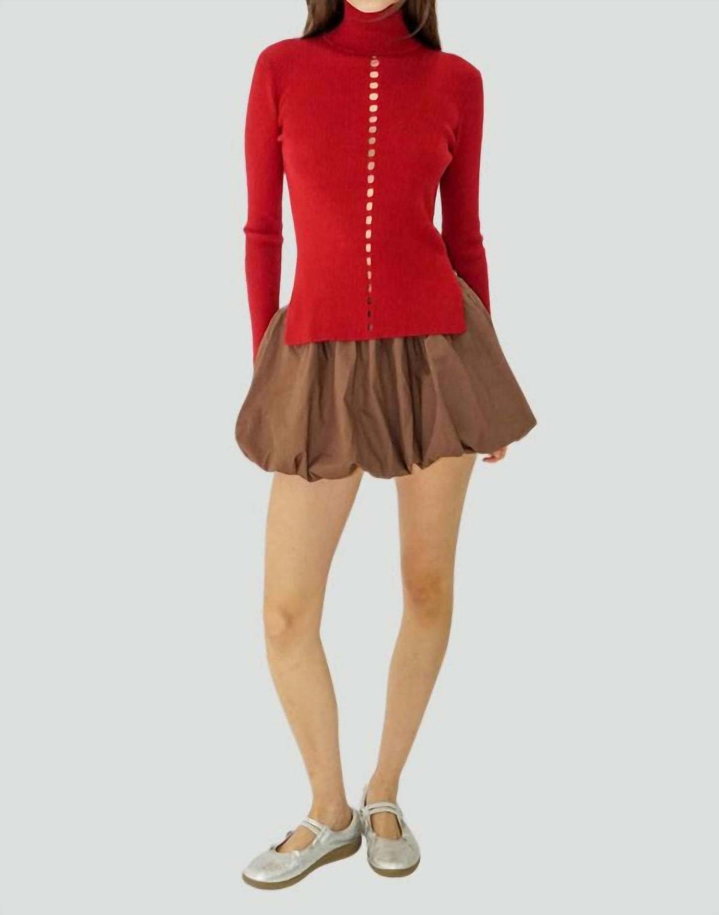 फाइंड मी नाउ - रिवर निट लॉन्ग स्लीव टॉप