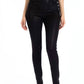 Kancan - High Rise Faux Leather Button Jeans