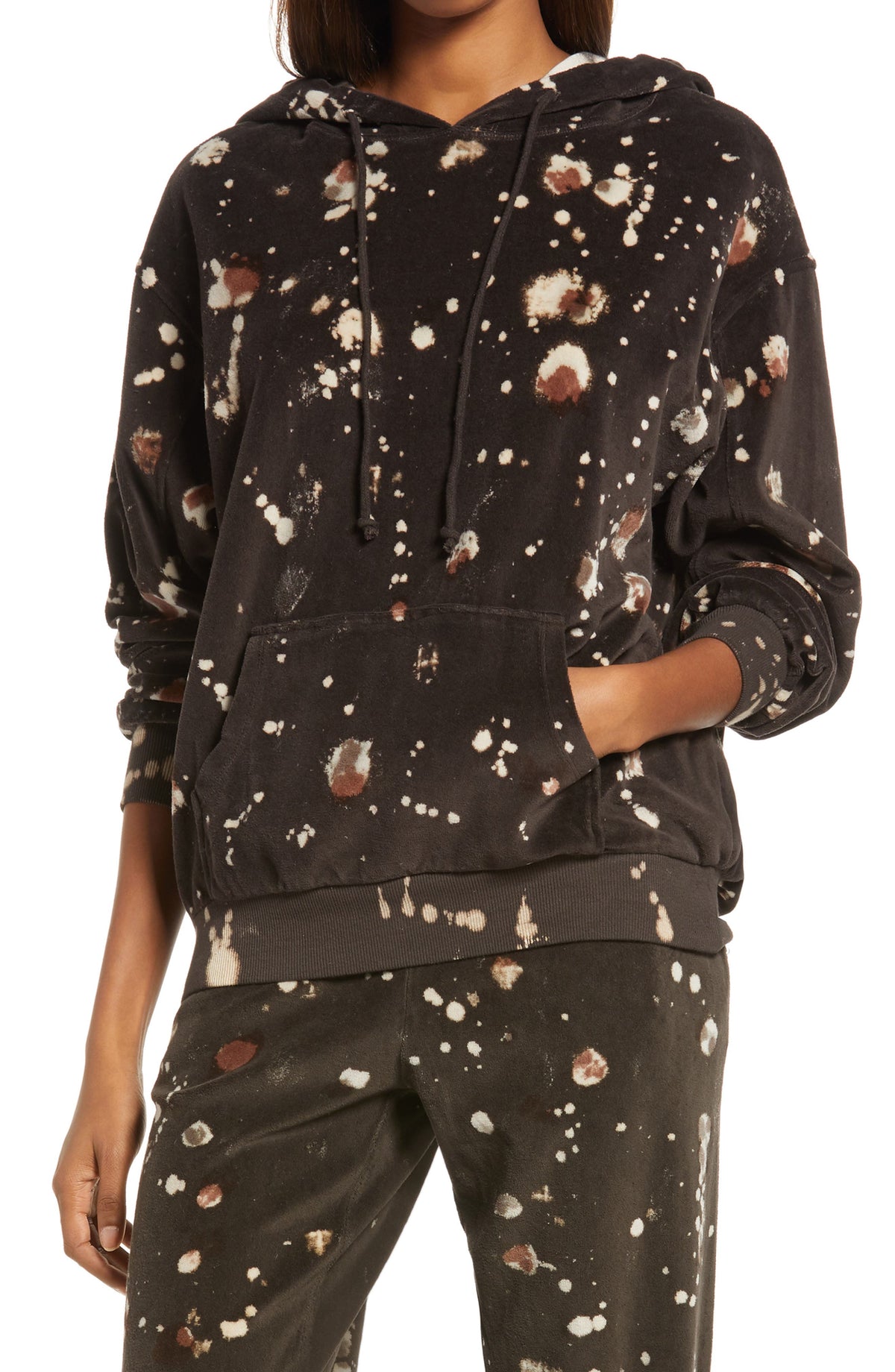 womens-brown-velour-treatment-hoodie-x-small