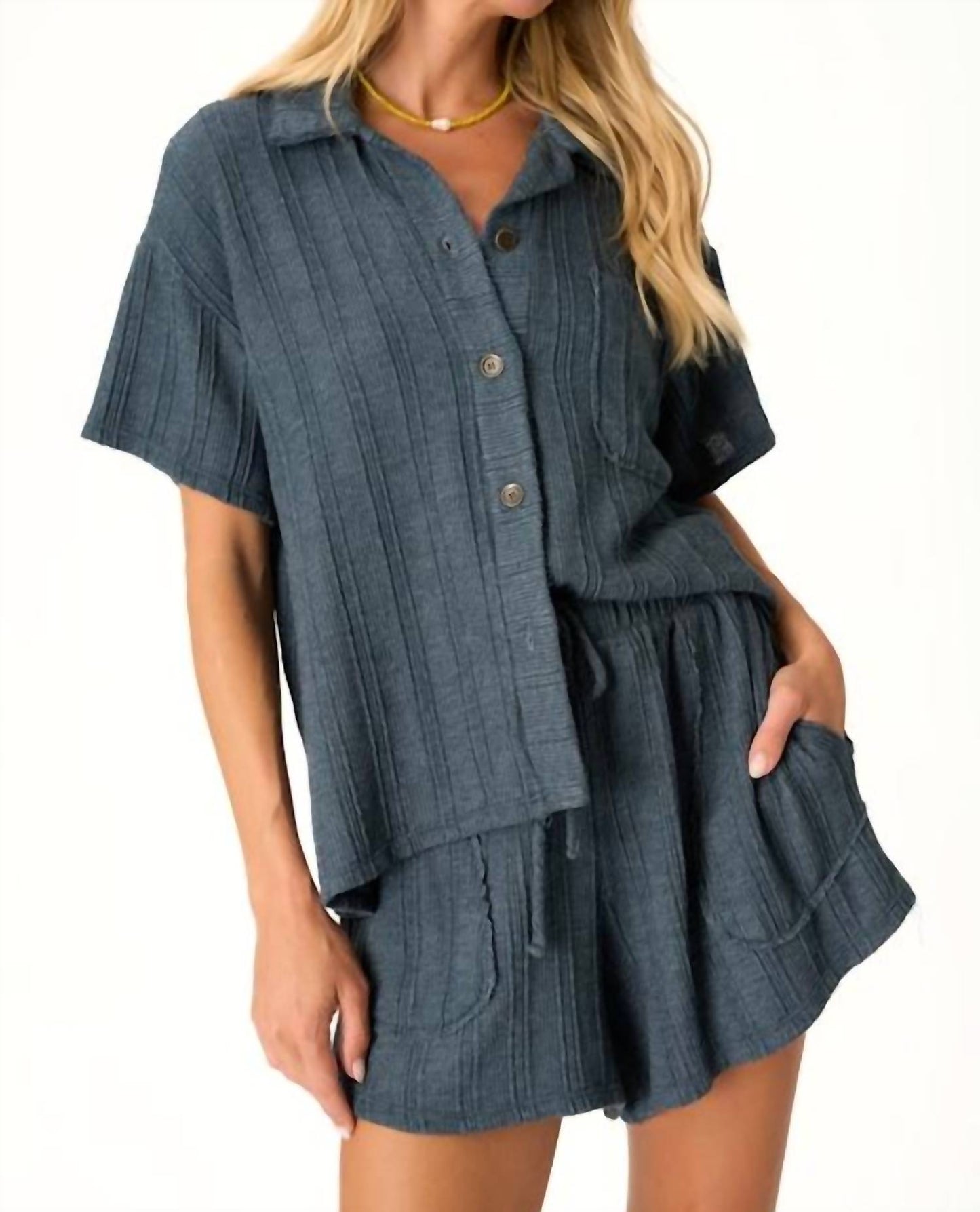 Project Social T - Summer Dreamin' Button Front Sweater Rib Tee