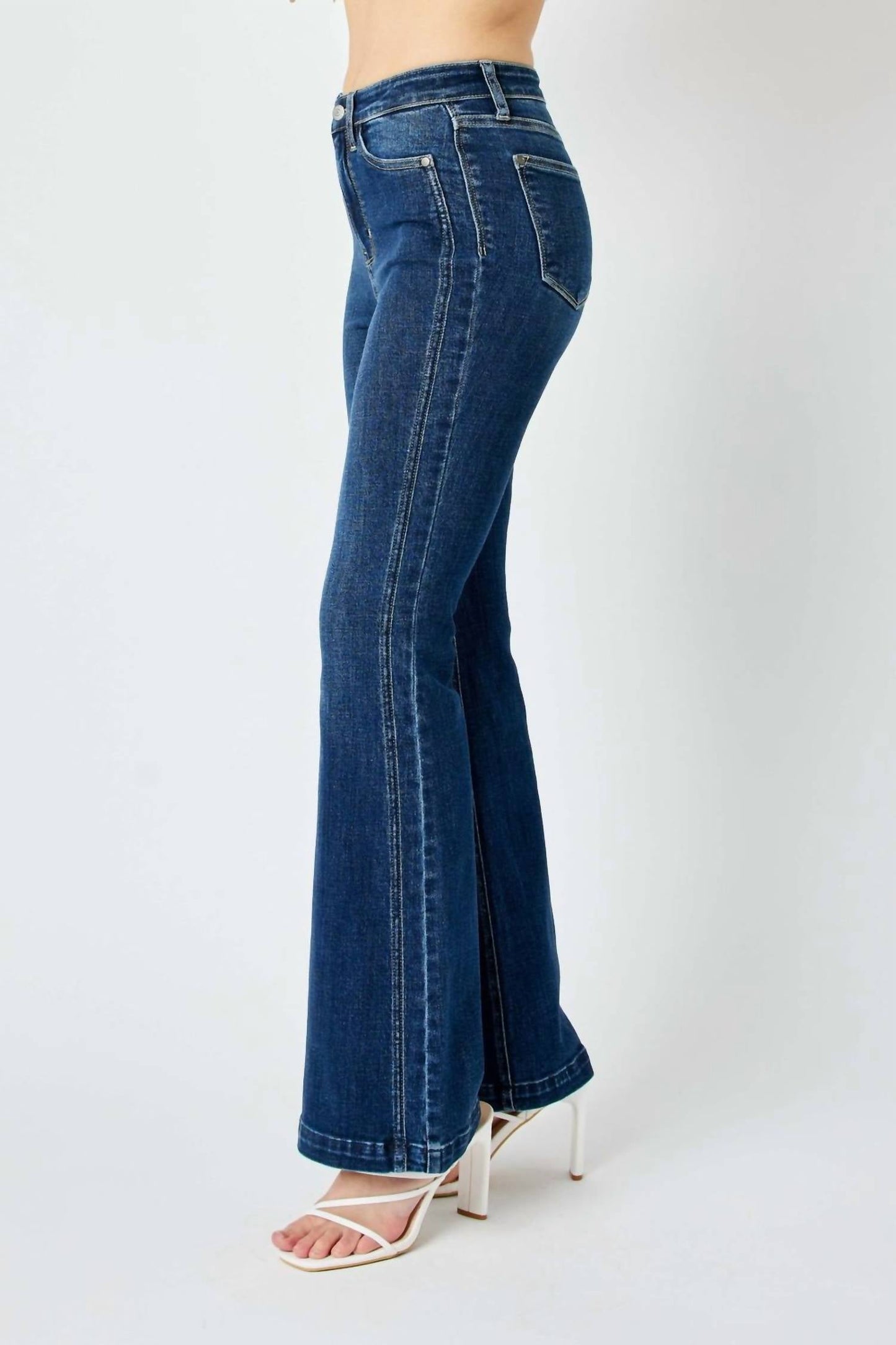 Judy Blue - High Waisted Angled Side Seam Detail Flare Jeans