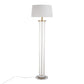 Rope Contemporary Floor Lamp in Natural Wood, White Metal, and Rope Accent