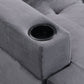 Modern Sectional Sofa Set with L Shape Chaise Lounge and Storage in Grey Velvet Fabric