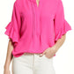 Vince Camuto Hot Pink Ruffle Sleeve Blouse - Large