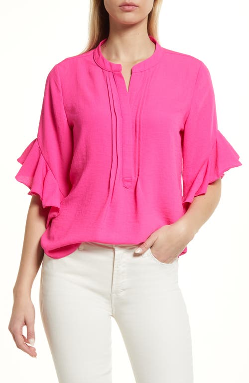 Vince Camuto Hot Pink Ruffle Sleeve Blouse - Large