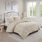 3 Piece Tufted Cotton Chenille Damask Comforter Set Taupe King/Cal King