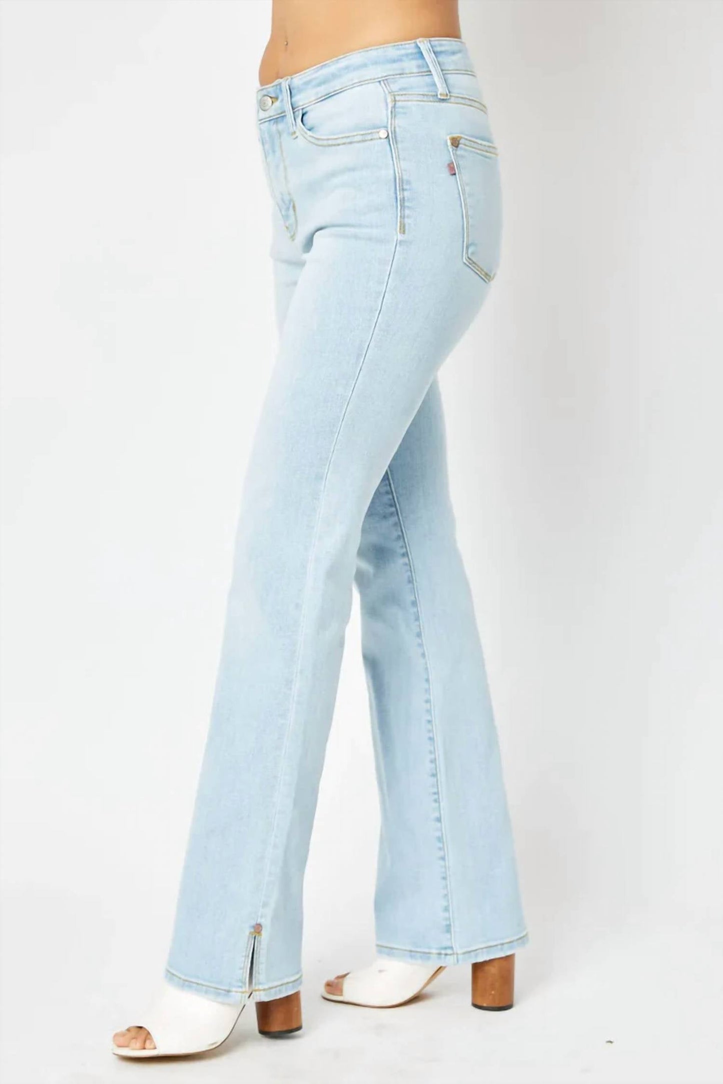 Judy Blue - Mid Rise Slit Hem Bootcut Jeans