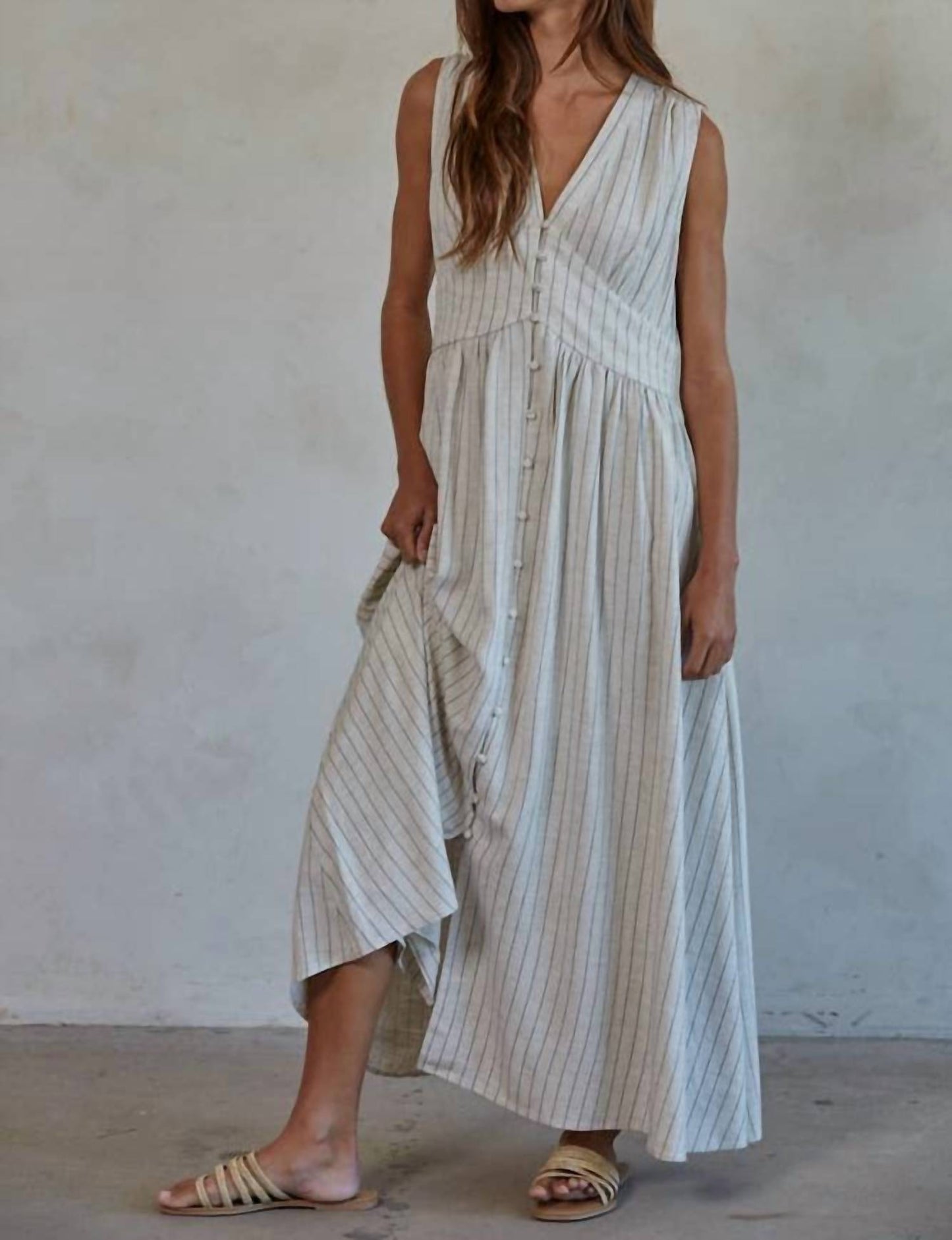 By Together - Skylar Linen Cotton Striped Maxi Dress