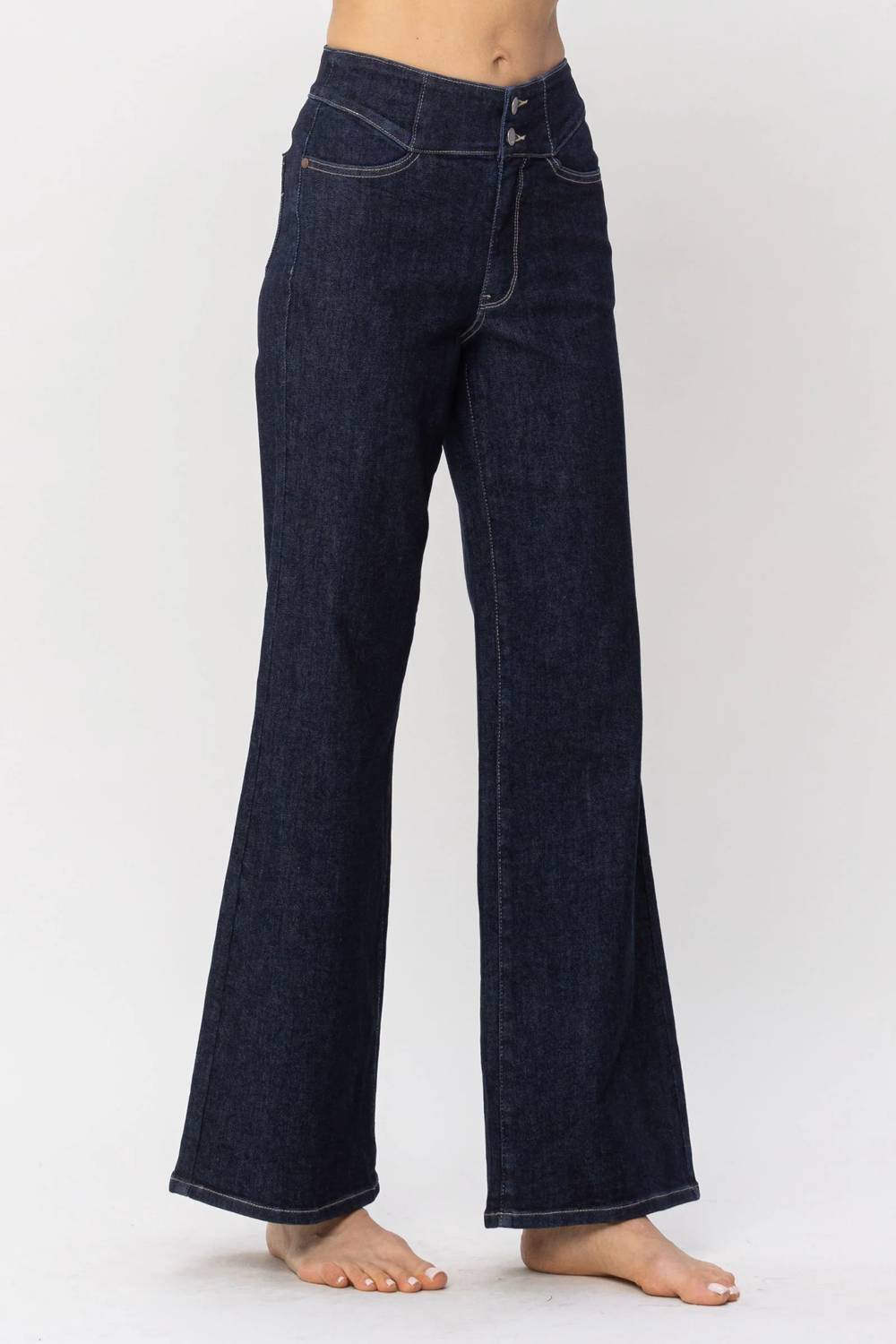 Judy Blue - High Waist Rinse Geometric Wide Leg Jean