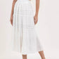 Adora - Cotton & Crochet Inset Elastic Waist Midi Skirt