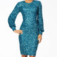 Ashleylauren - Bishop Long Sleeve Sequin Cocktail Dress