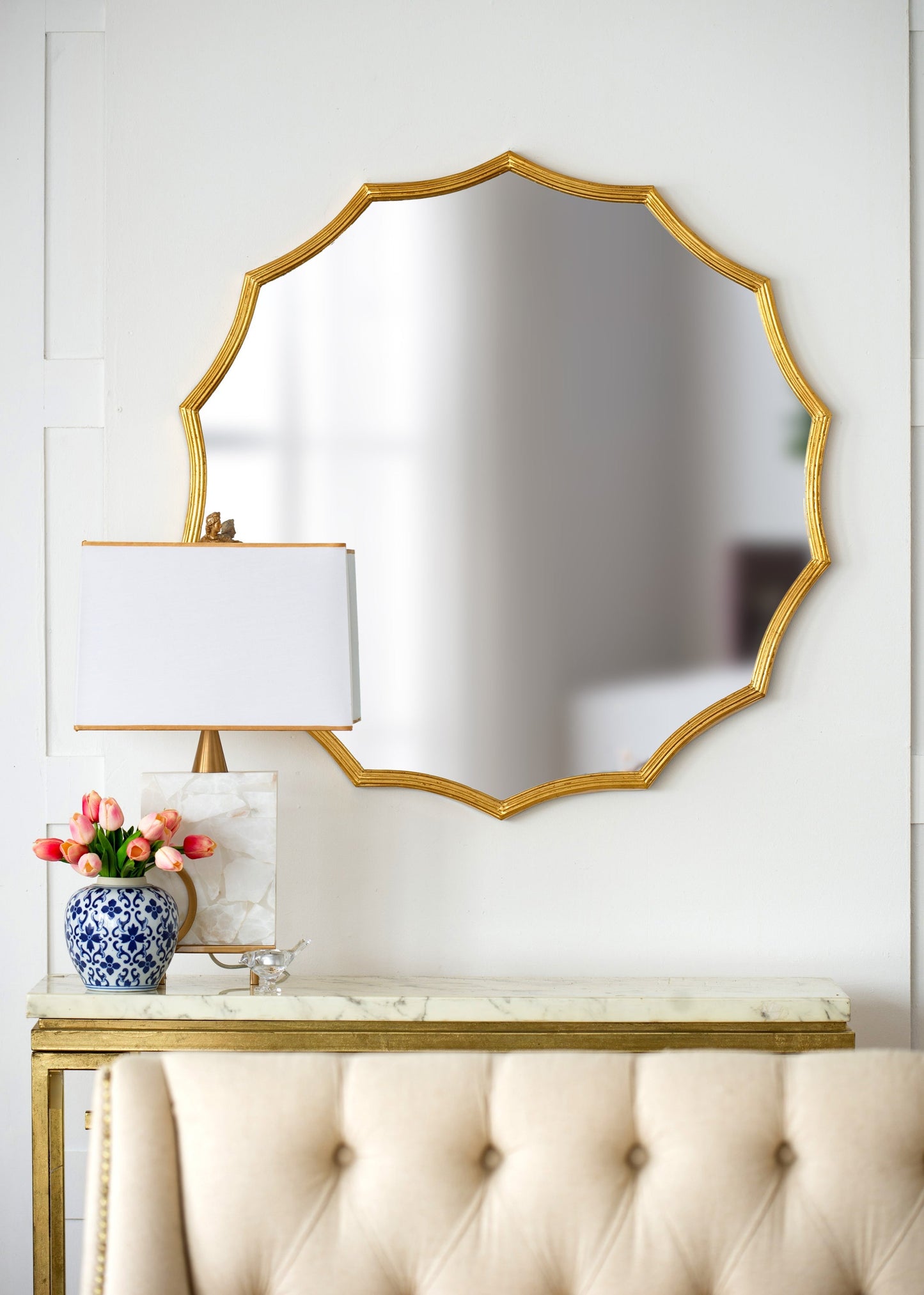 40" Round Sunburst Wall Mirror with Gold Finish