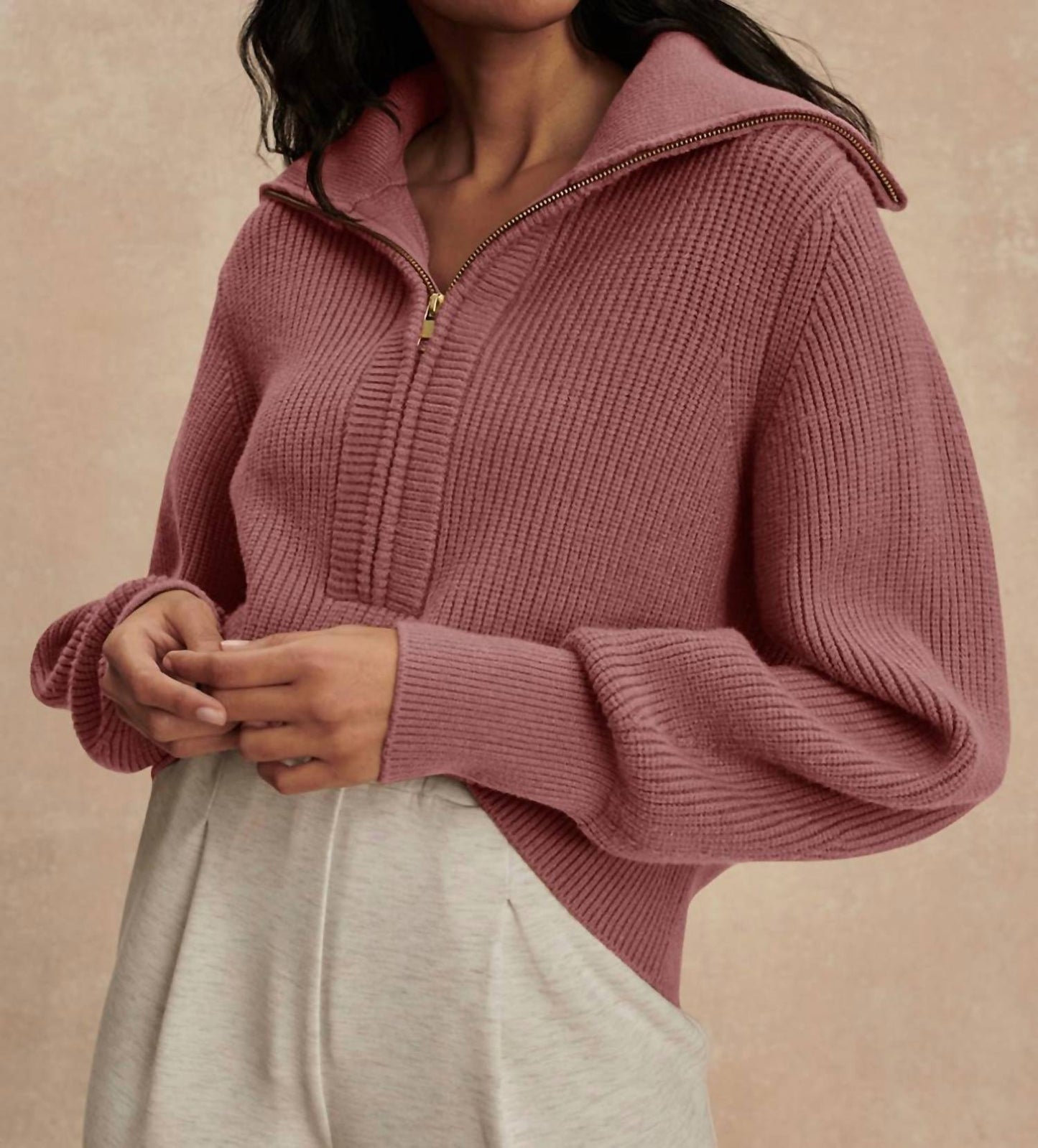 Varley - Maura Half Zip Knit Sweater