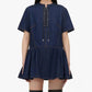 Alexander Mcqueen - Tiered Lace-up Topstitched Denim Dress