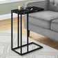 Accent Table, C-Shaped, Marble Look Modern Design - Black